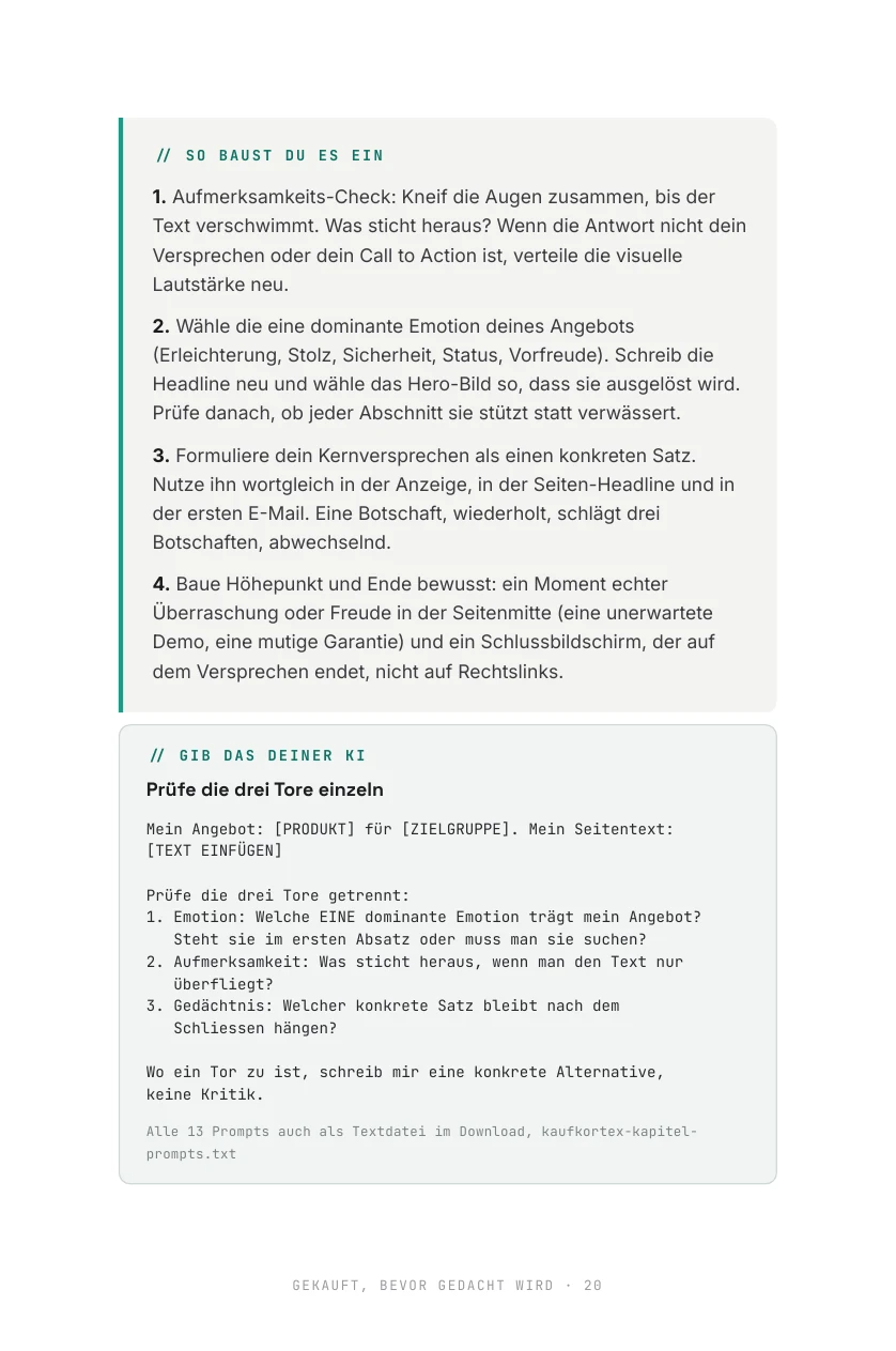 Eine Seite mit fertigem KI-Prompt